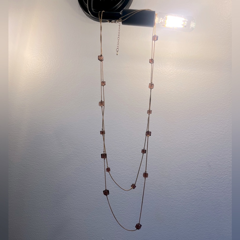 Elegant Gold and purple Beaded Necklace